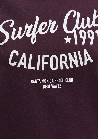  Mavi Baskılı Bordo Tişört Slim Fit / Dar Kesim 1613380-70434