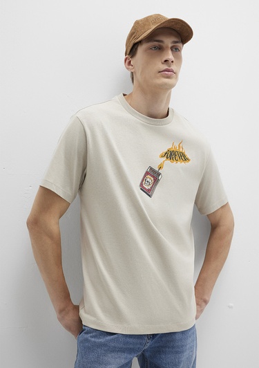  Mavi Forever Baskılı Bej Tişört Loose Fit / Bol Rahat Kesim 0612930-70322