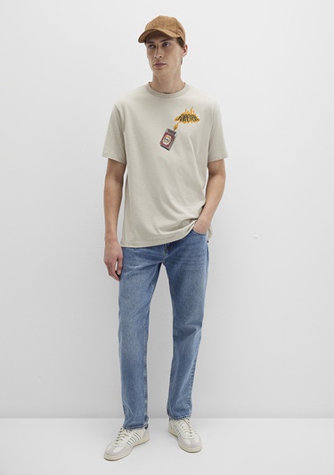  Mavi Forever Baskılı Bej Tişört Loose Fit / Bol Rahat Kesim 0612930-70322