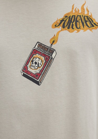  Mavi Forever Baskılı Bej Tişört Loose Fit / Bol Rahat Kesim 0612930-70322