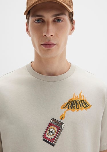  Mavi Forever Baskılı Bej Tişört Loose Fit / Bol Rahat Kesim 0612930-70322