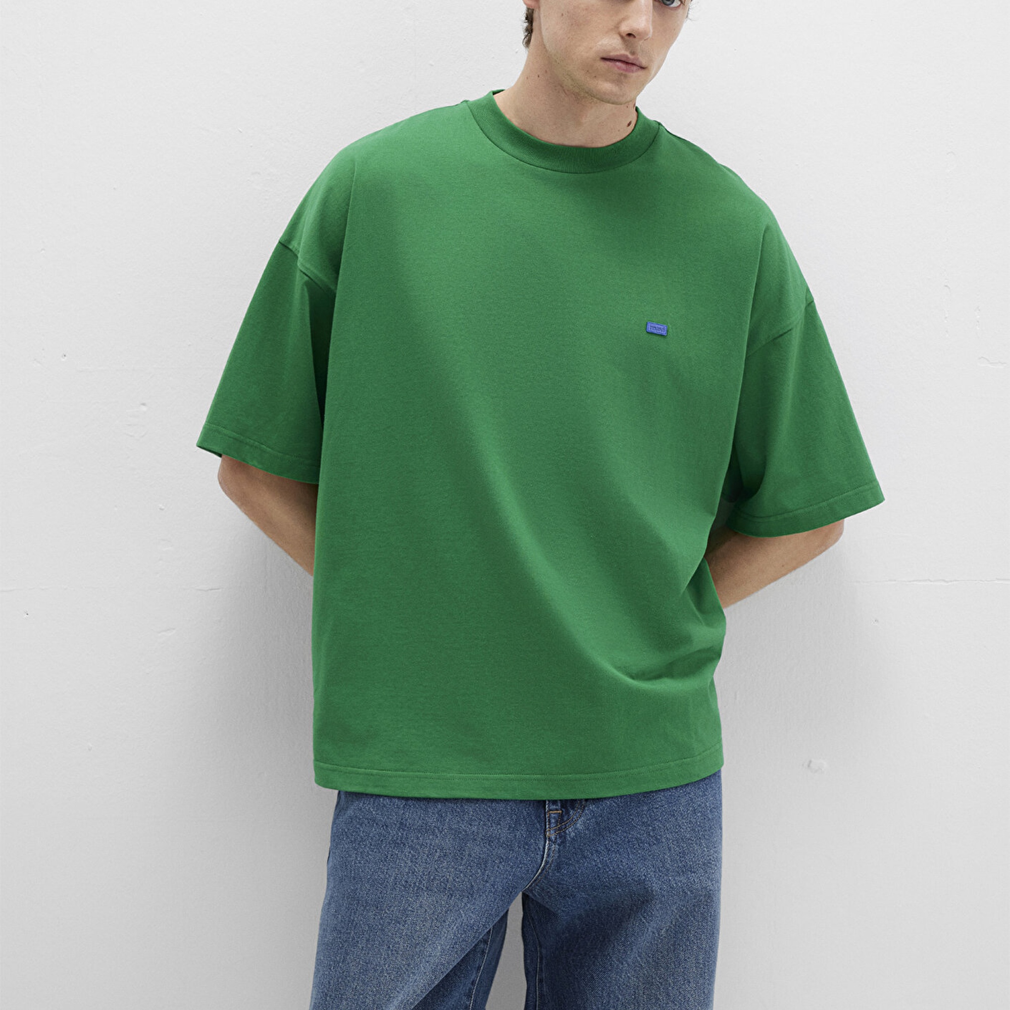 Mavi Bisiklet Yaka Basic Yeşil Tişört Oversize / Geniş Kesim 0611931-85916