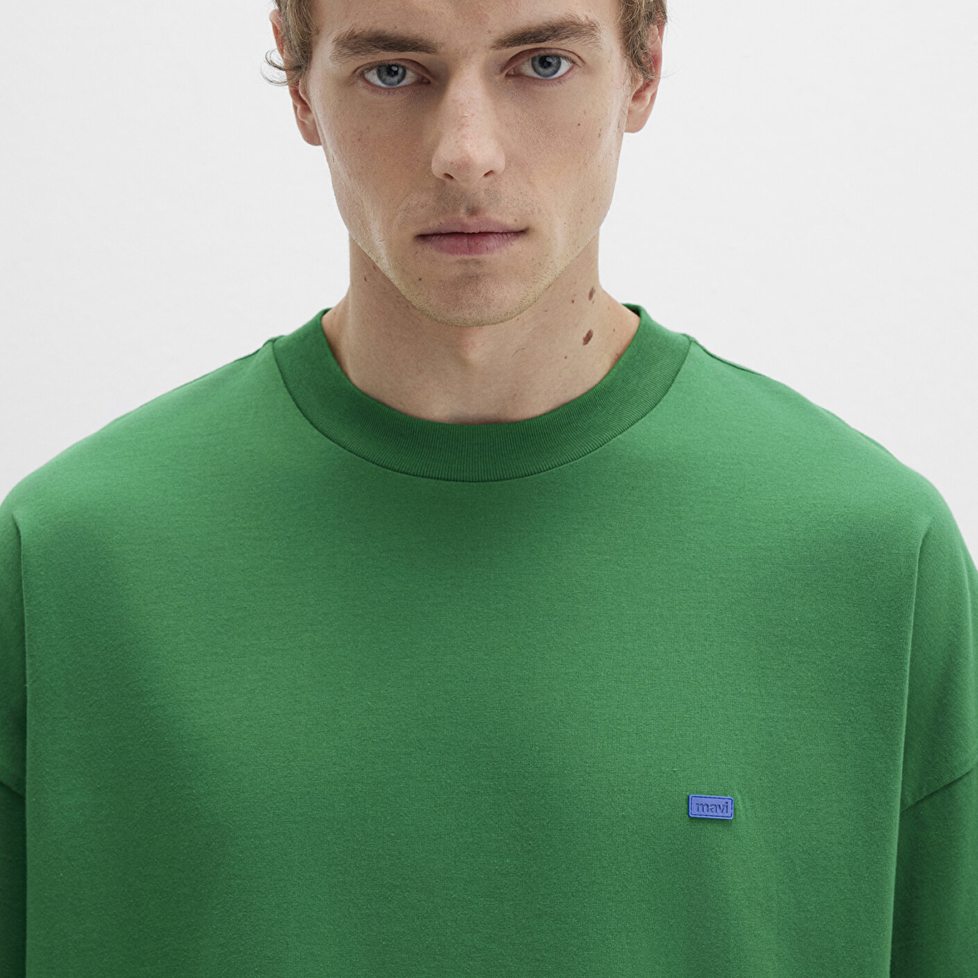 Mavi Bisiklet Yaka Basic Yeşil Tişört Oversize / Geniş Kesim 0611931-85916