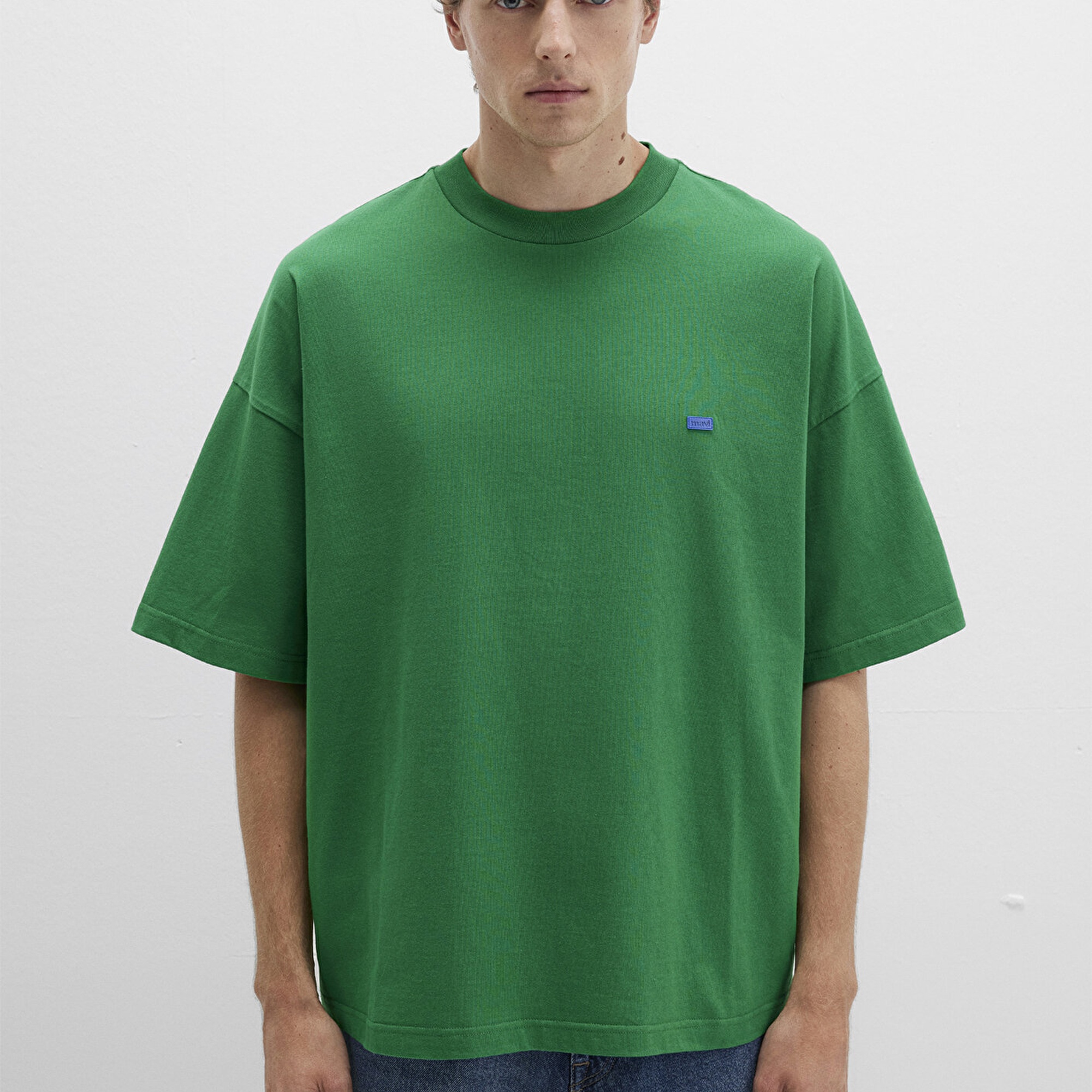 Mavi Bisiklet Yaka Basic Yeşil Tişört Oversize / Geniş Kesim 0611931-85916