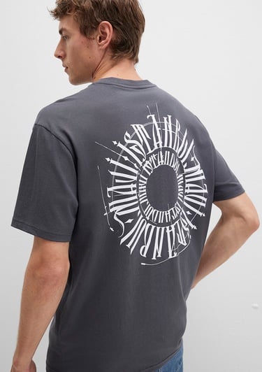  Mavi Sırt Baskılı İstanbul Tişört Loose Fit / Bol Rahat Kesim 0612449-80106