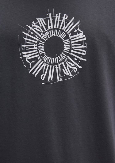  Mavi Sırt Baskılı İstanbul Tişört Loose Fit / Bol Rahat Kesim 0612449-80106