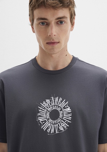  Mavi Sırt Baskılı İstanbul Tişört Loose Fit / Bol Rahat Kesim 0612449-80106