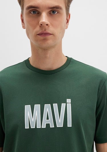  Mavi Mavi Logo Baskılı Yeşil Tişört Regular Fit / Normal Kesim 066842-71580