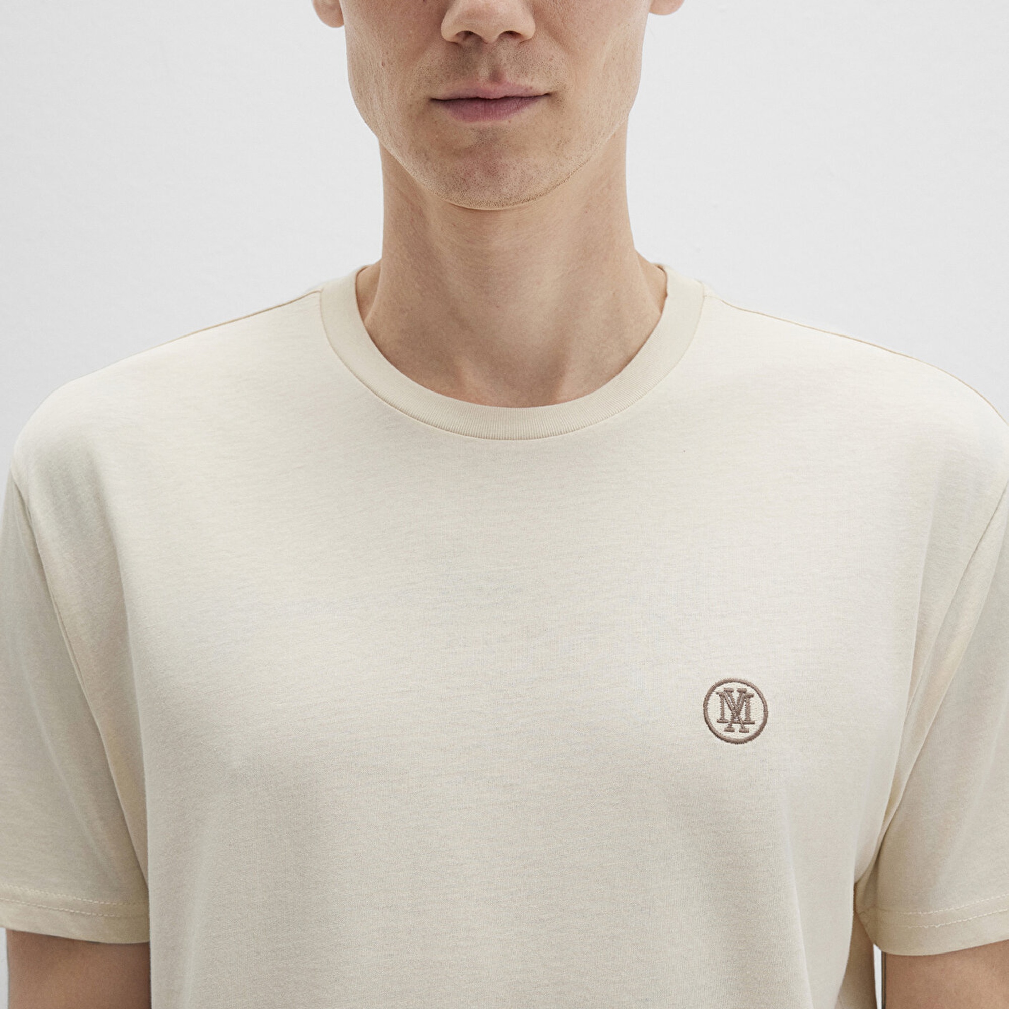 Mavi Mavi Logo İşlemeli Bej Basic Tişört Loose Fit / Bol Rahat Kesim 067074-70072