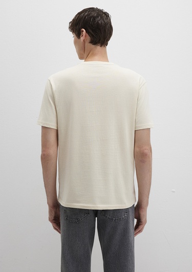  Mavi Mavi Logo İşlemeli Bej Basic Tişört Loose Fit / Bol Rahat Kesim 067074-70072