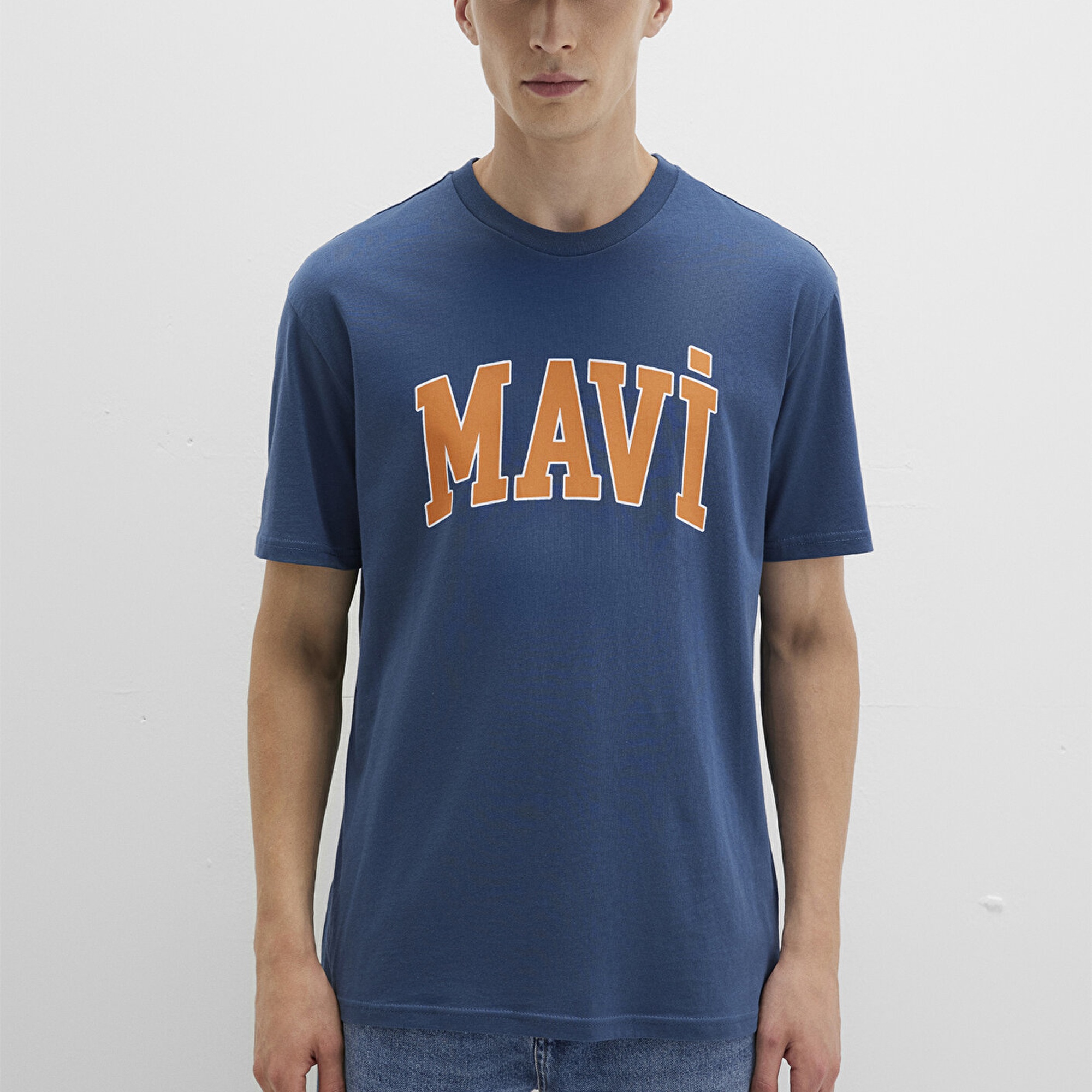 Mavi Mavi Logo Baskılı Mavi Tişört Loose Fit / Bol Rahat Kesim 0611711-90609
