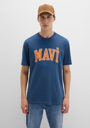 Mavi Mavi Logo Baskılı Mavi Tişört Loose Fit / Bol Rahat Kesim 0611711-90609