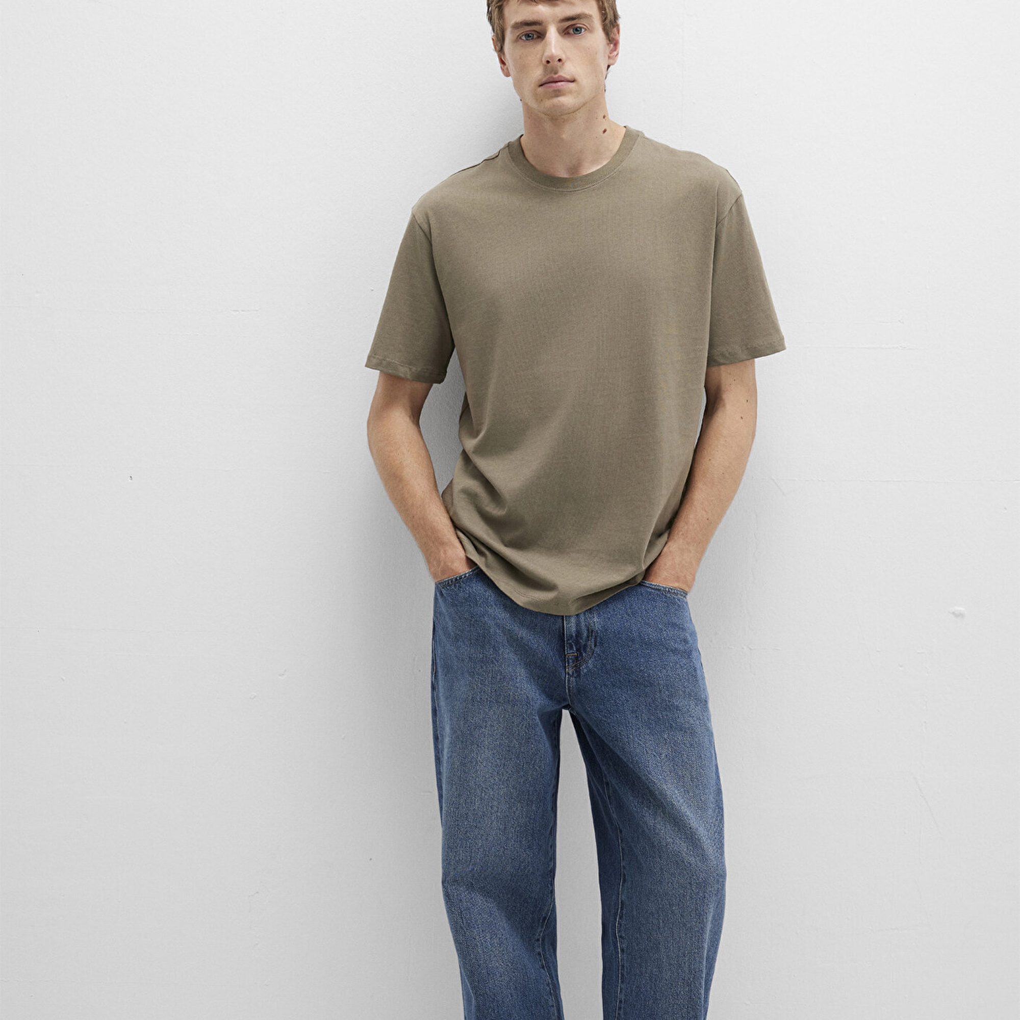 Mavi Haki Basic Tişört Loose Fit / Bol Rahat Kesim 066249-71816