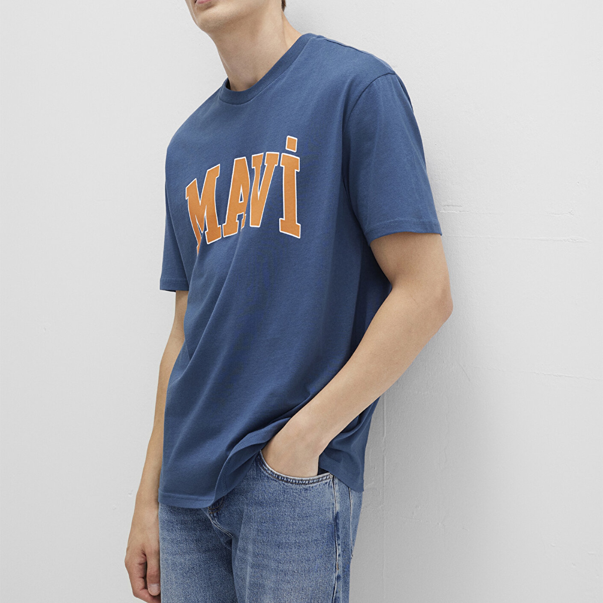 Mavi Mavi Logo Baskılı Mavi Tişört Loose Fit / Bol Rahat Kesim 0611711-90609