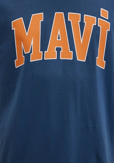  Mavi Mavi Logo Baskılı Mavi Tişört Loose Fit / Bol Rahat Kesim 0611711-90609