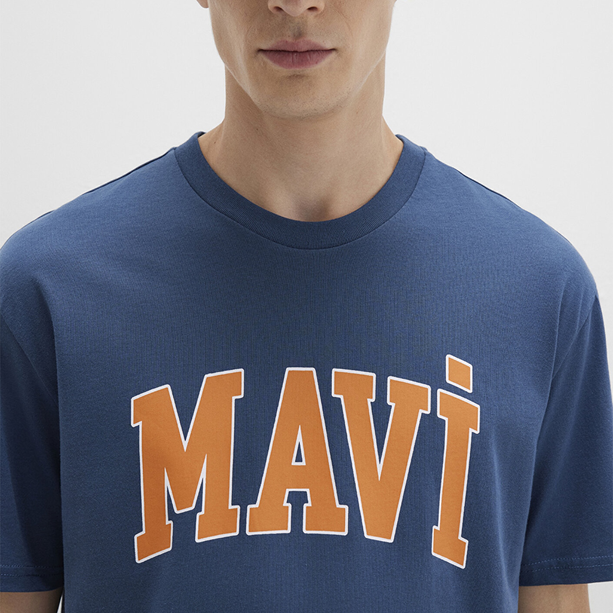 Mavi Mavi Logo Baskılı Mavi Tişört Loose Fit / Bol Rahat Kesim 0611711-90609