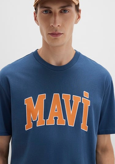  Mavi Mavi Logo Baskılı Mavi Tişört Loose Fit / Bol Rahat Kesim 0611711-90609