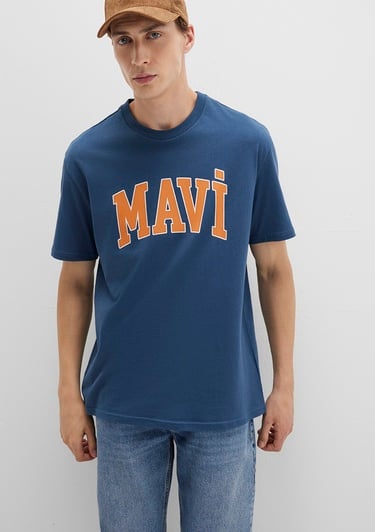  Mavi Mavi Logo Baskılı Mavi Tişört Loose Fit / Bol Rahat Kesim 0611711-90609
