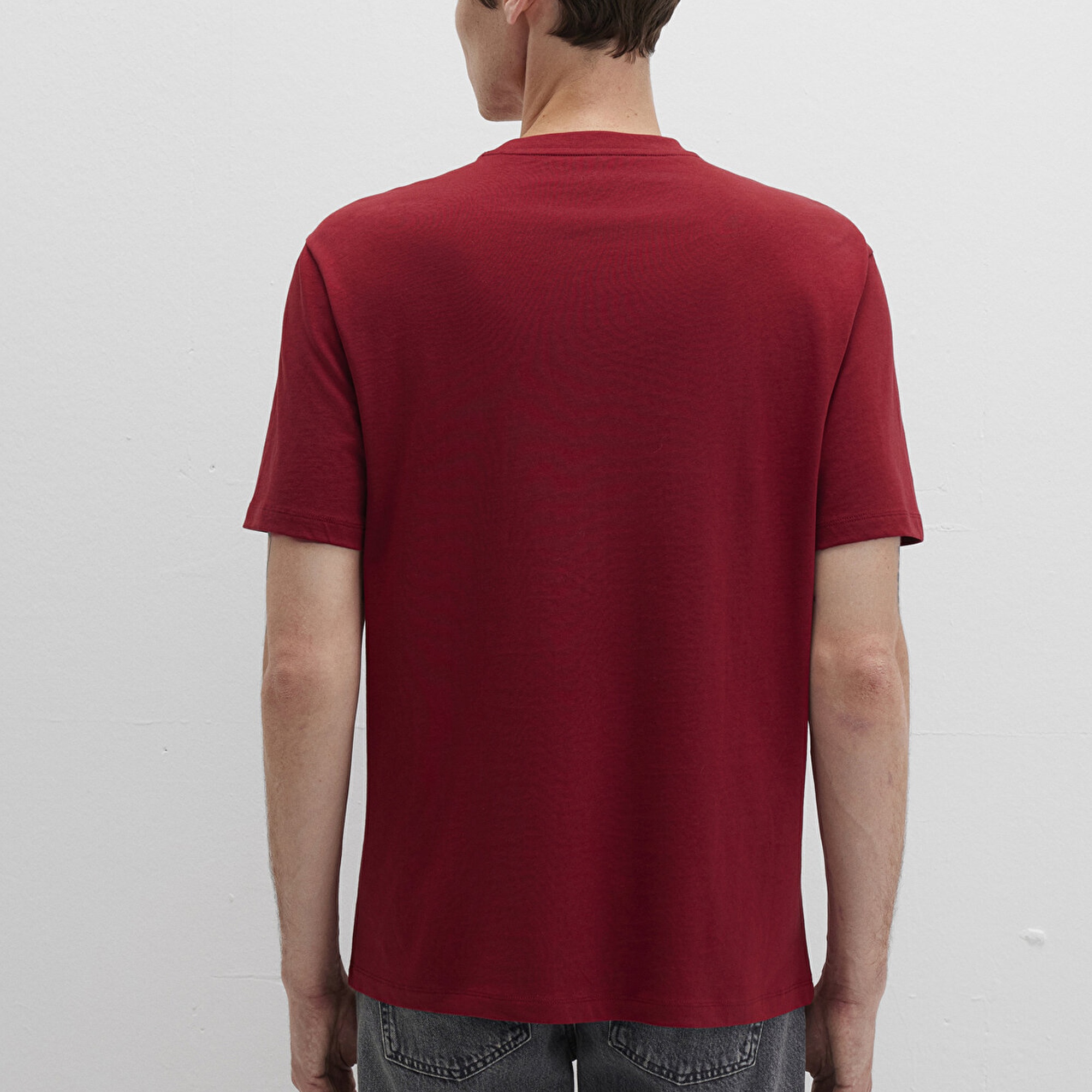 Mavi Kırmızı Basic Tişört Loose Fit / Bol Rahat Kesim 066249-89065