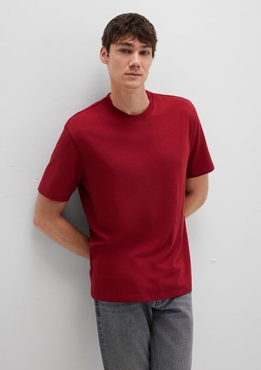  Mavi Kırmızı Basic Tişört Loose Fit / Bol Rahat Kesim 066249-89065