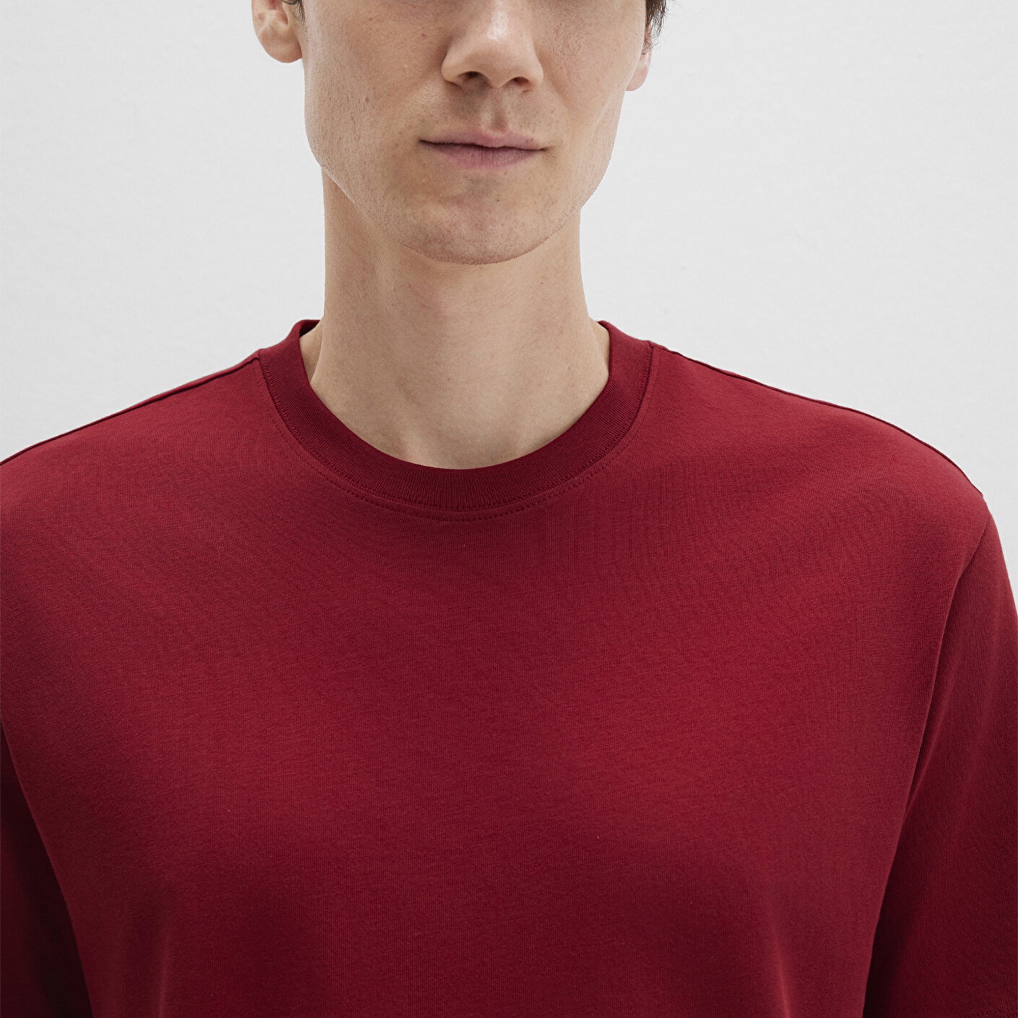 Mavi Kırmızı Basic Tişört Loose Fit / Bol Rahat Kesim 066249-89065