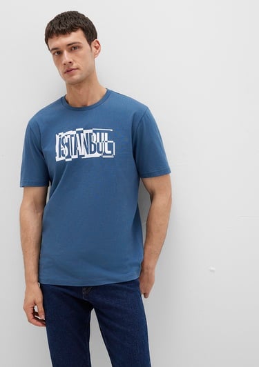 Mavi İstanbul Baskılı Mavi Tişört Regular Fit / Normal Kesim 0611789-90609