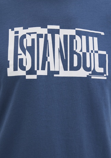  Mavi İstanbul Baskılı Mavi Tişört Regular Fit / Normal Kesim 0611789-90609