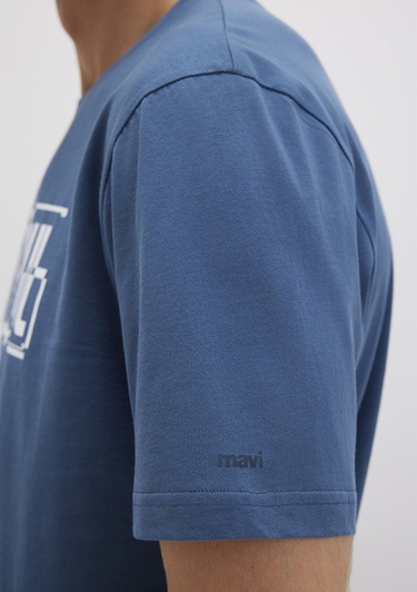  Mavi İstanbul Baskılı Mavi Tişört Regular Fit / Normal Kesim 0611789-90609