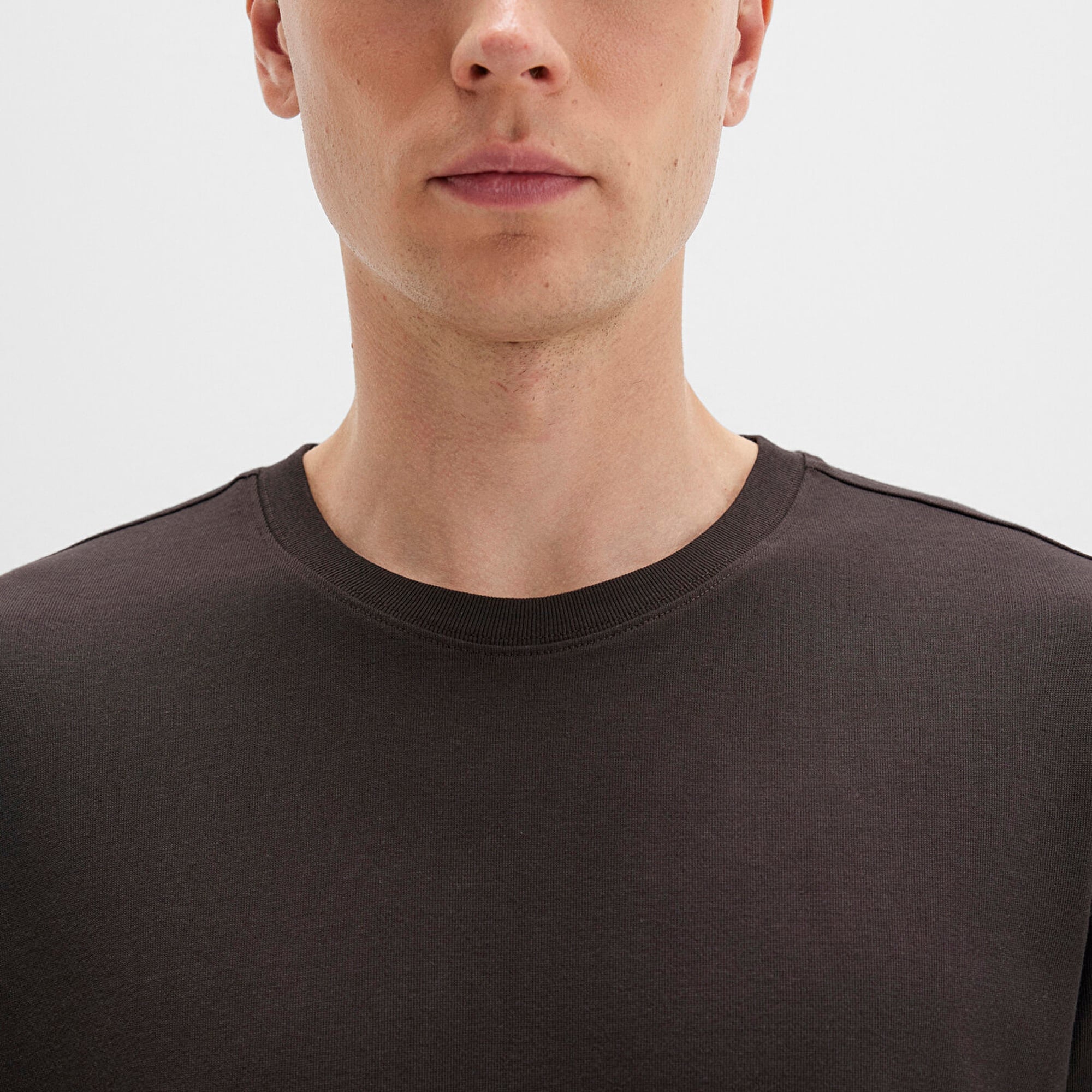 Mavi Bisiklet Yaka Kahverengi Basic Tişört Loose Fit / Bol Rahat Kesim 0611596-70219