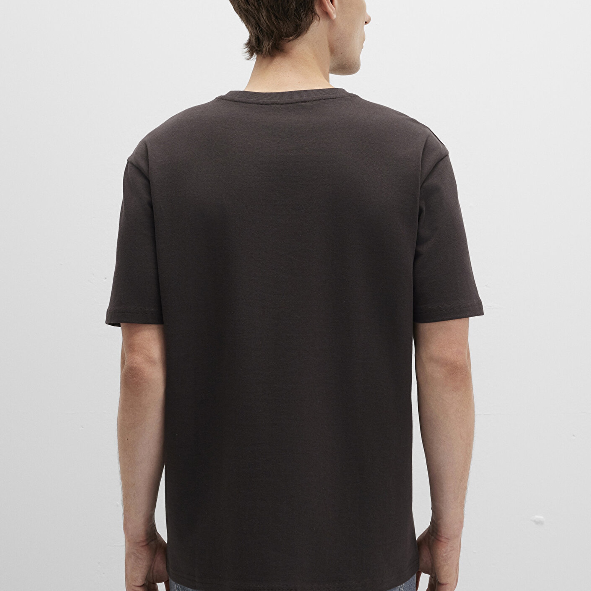 Mavi Bisiklet Yaka Kahverengi Basic Tişört Loose Fit / Bol Rahat Kesim 0611596-70219