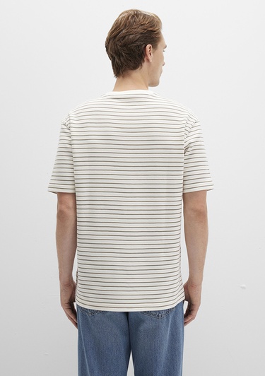  Mavi Kahverengi Çizgili Tişört Loose Fit / Bol Rahat Kesim 0612831-71816