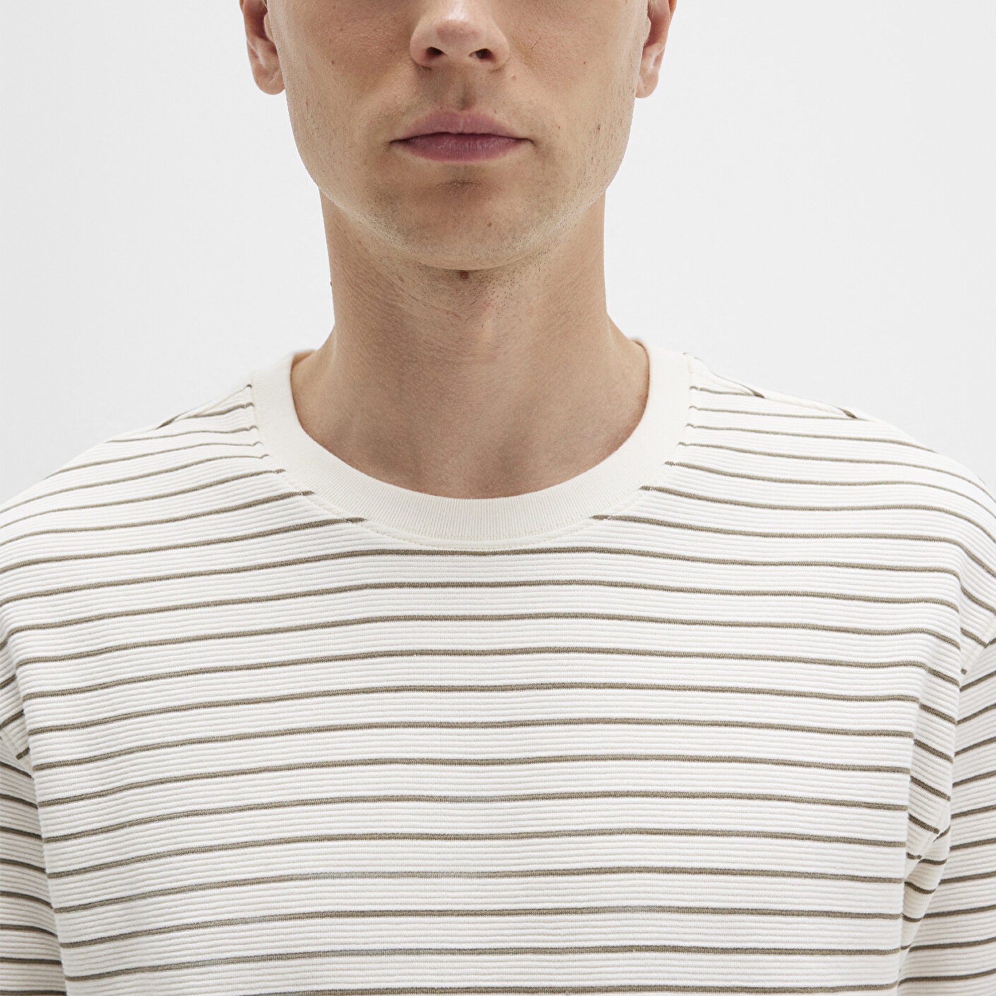 Mavi Kahverengi Çizgili Tişört Loose Fit / Bol Rahat Kesim 0612831-71816