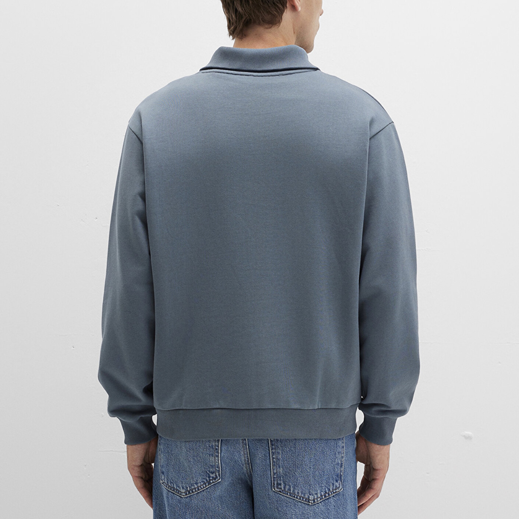 Mavi Polo Yaka Gri Sweatshirt 0S10368-80889