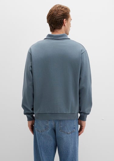  Mavi Polo Yaka Gri Sweatshirt 0S10368-80889