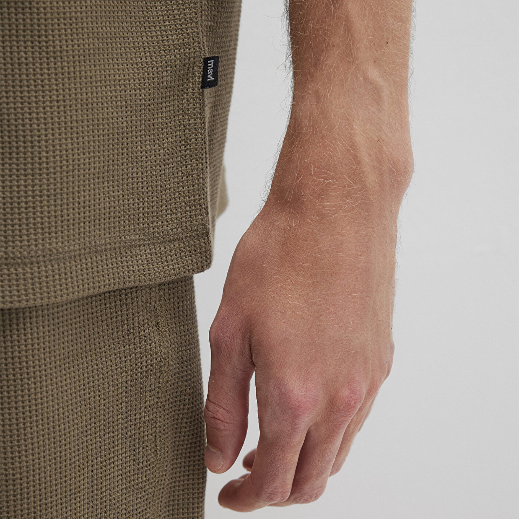 Mavi Dokulu Haki Basic Tişört Loose Fit / Bol Rahat Kesim 0612829-71816