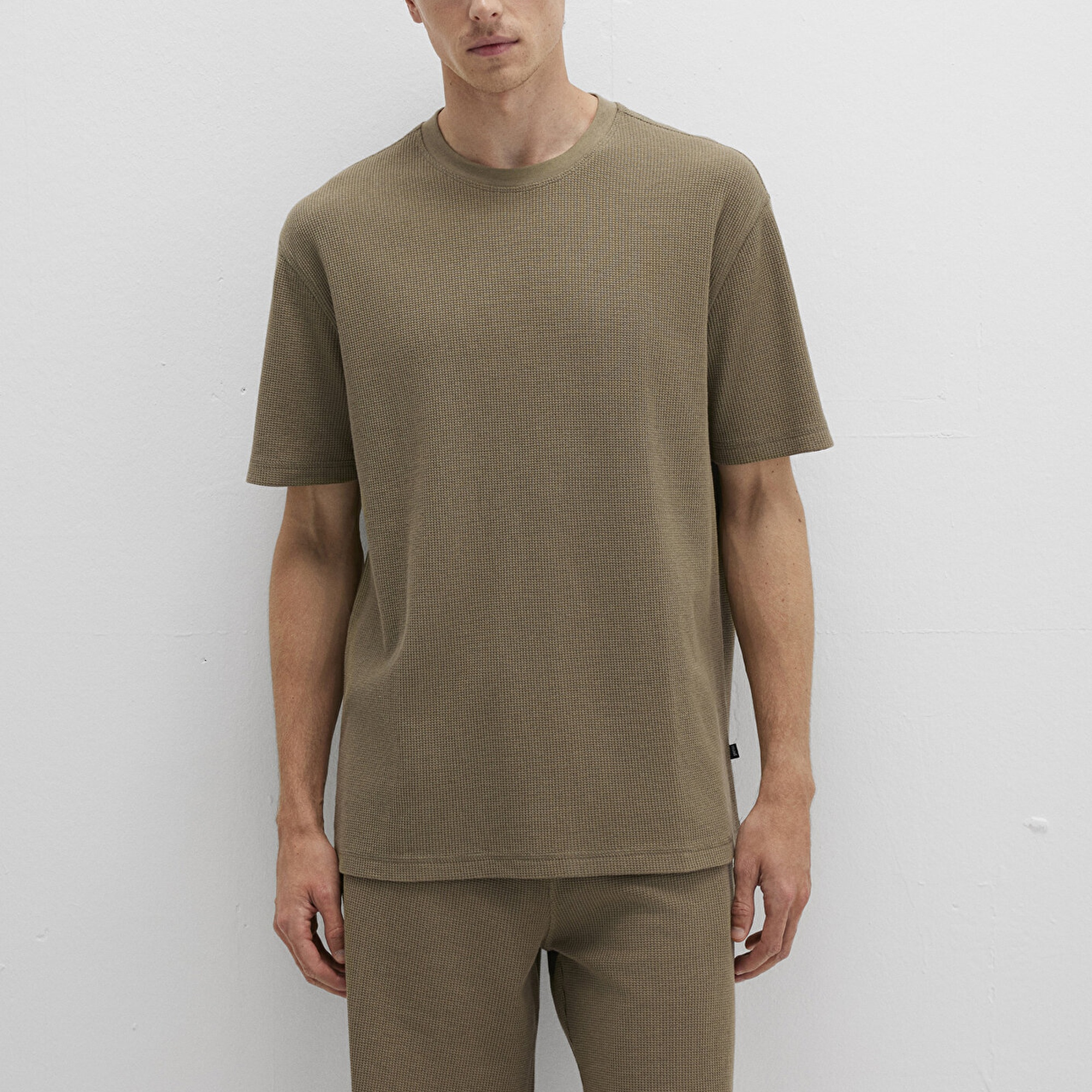 Mavi Dokulu Haki Basic Tişört Loose Fit / Bol Rahat Kesim 0612829-71816