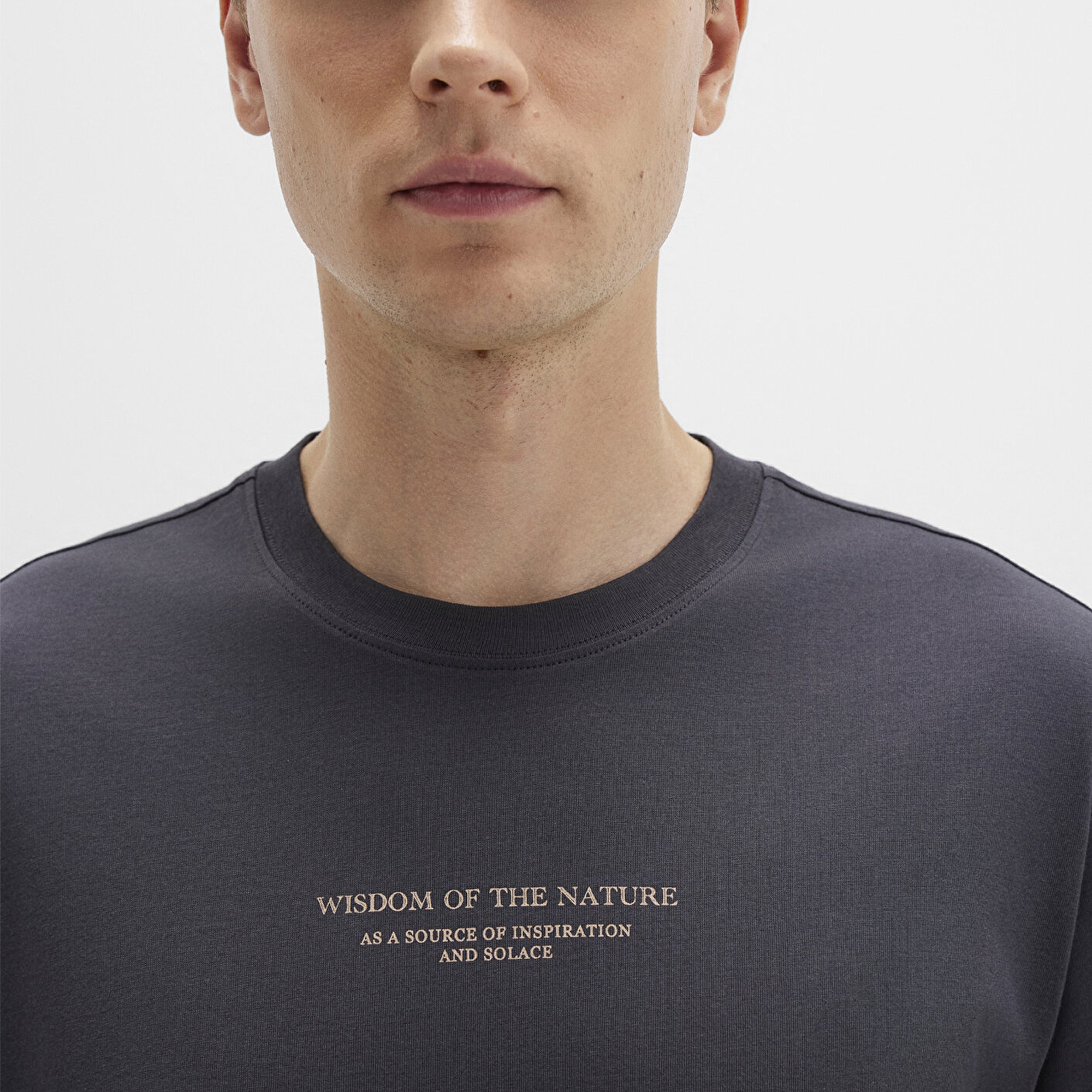 Mavi Baskılı Antrasit Tişört Loose Fit / Bol Rahat Kesim 0612833-80106