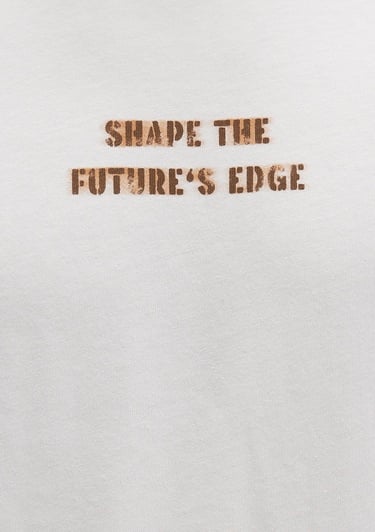  Mavi Baskılı Ekru Tişört Loose Fit / Bol Rahat Kesim 0612836-70057