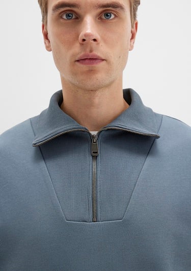  Mavi Polo Yaka Gri Sweatshirt 0S10368-80889