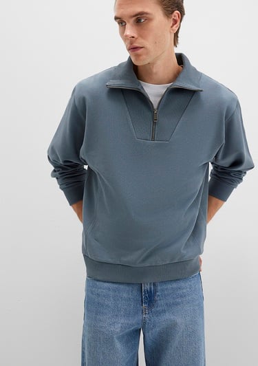  Mavi Polo Yaka Gri Sweatshirt 0S10368-80889