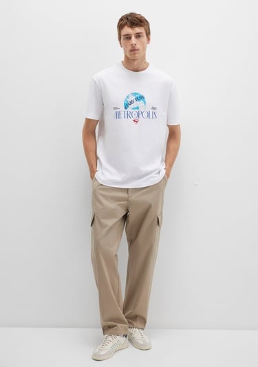  Mavi Superman Baskılı Beyaz Tişört Loose Fit / Bol Rahat Kesim 0612918-620