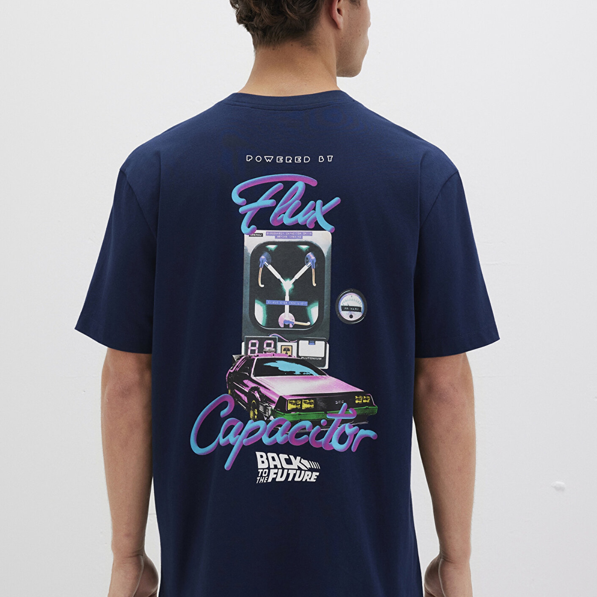 Mavi Back To The Future Baskılı Mavi Tişört Loose Fit / Bol Rahat Kesim 0612925-89353