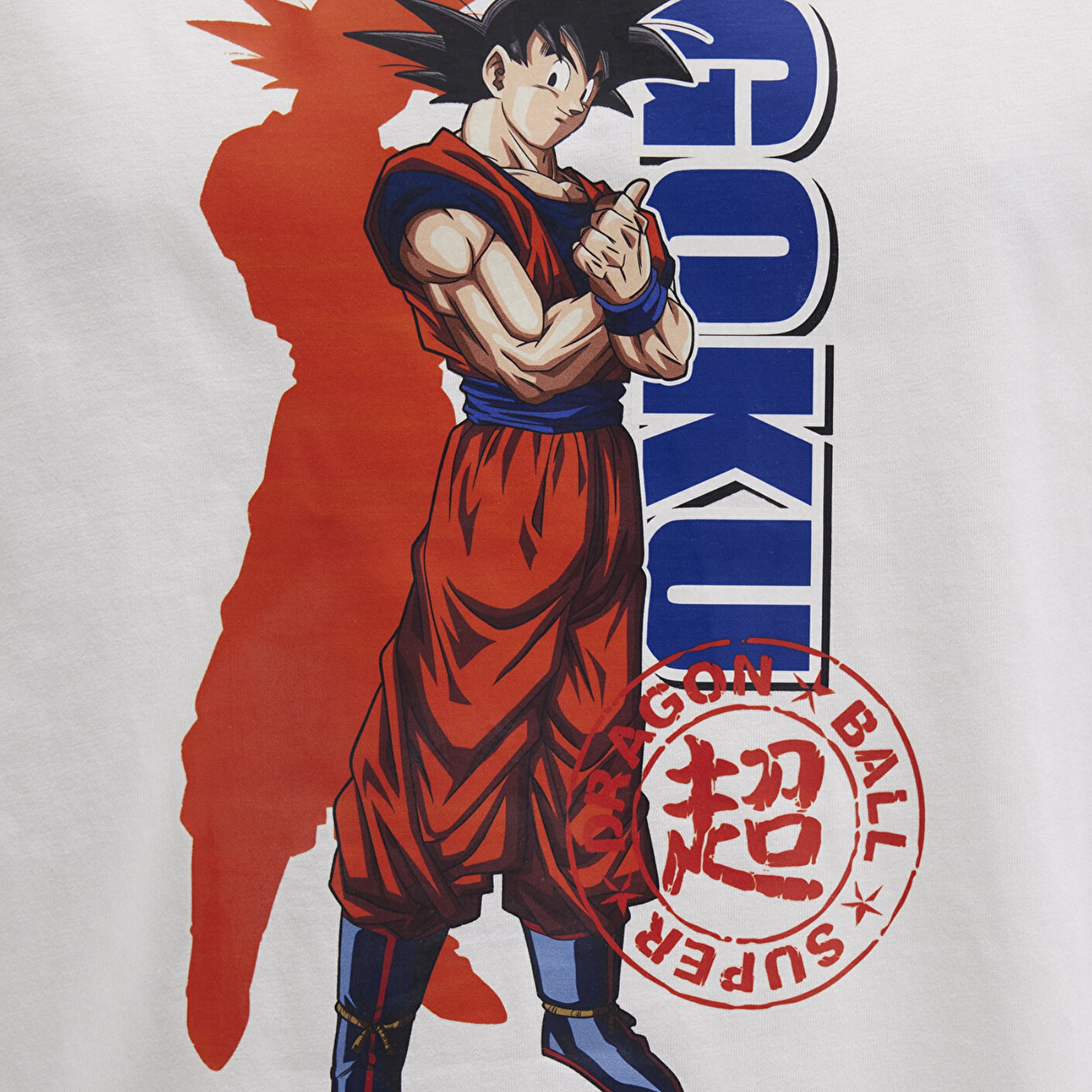 Mavi Dragon Ball Baskılı Beyaz Tişört Relaxed Fit / Rahat Kesim 0612927-70057