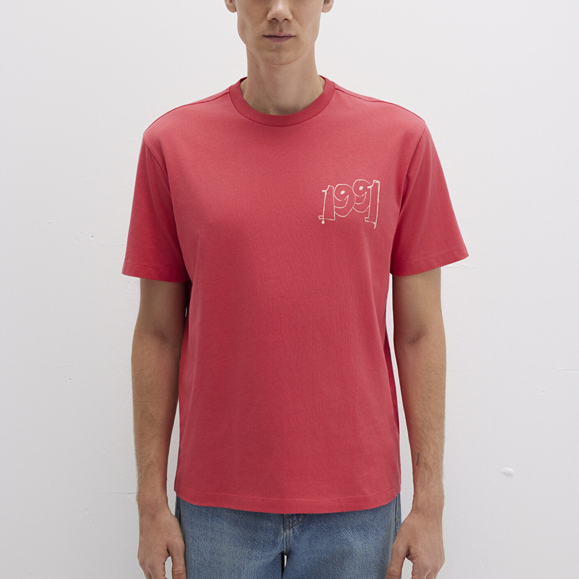 Mavi 1991 Baskılı Pembe Tişört Loose Fit / Bol Rahat Kesim 0612908-71079