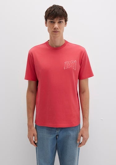  Mavi 1991 Baskılı Pembe Tişört Loose Fit / Bol Rahat Kesim 0612908-71079