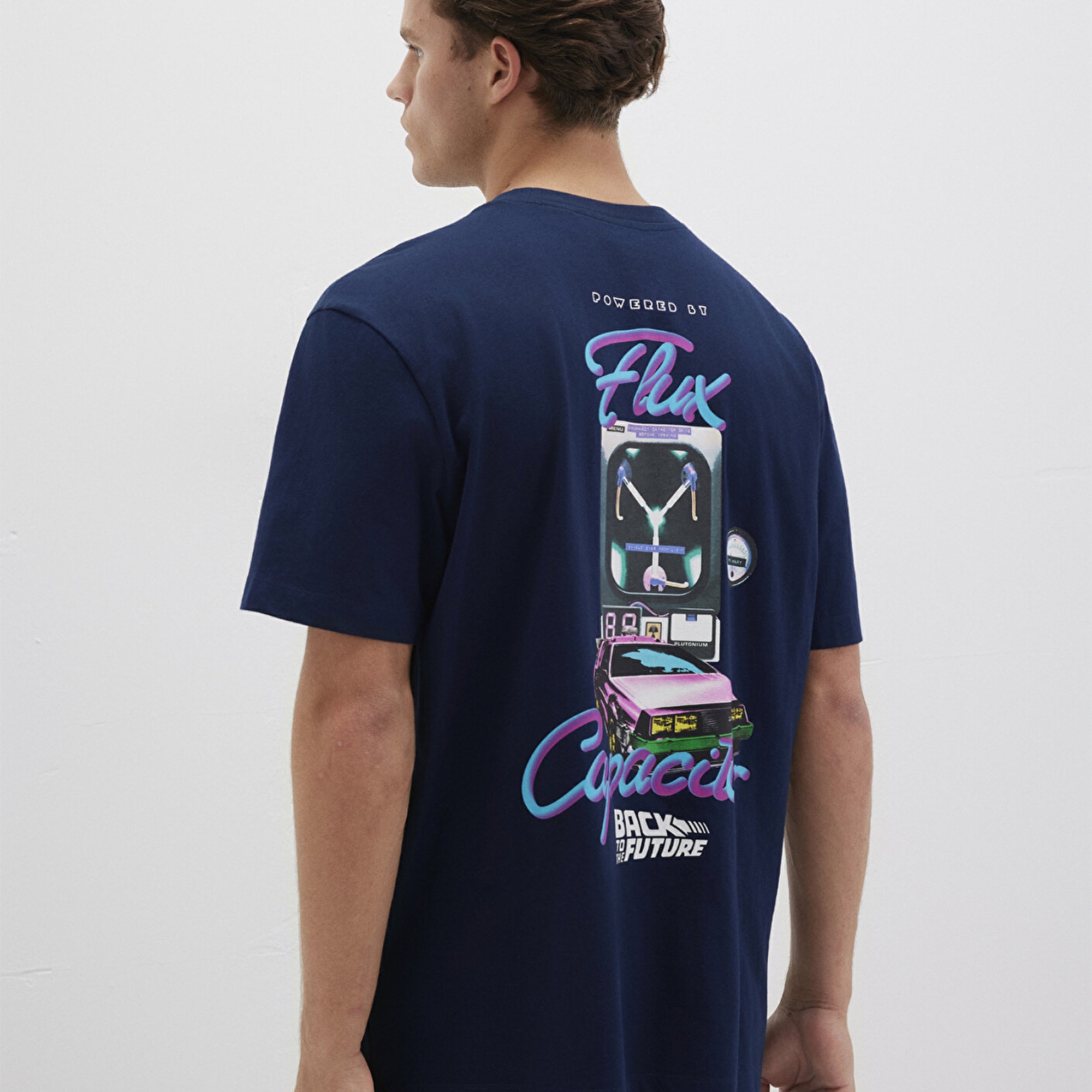 Mavi Back To The Future Baskılı Mavi Tişört Loose Fit / Bol Rahat Kesim 0612925-89353