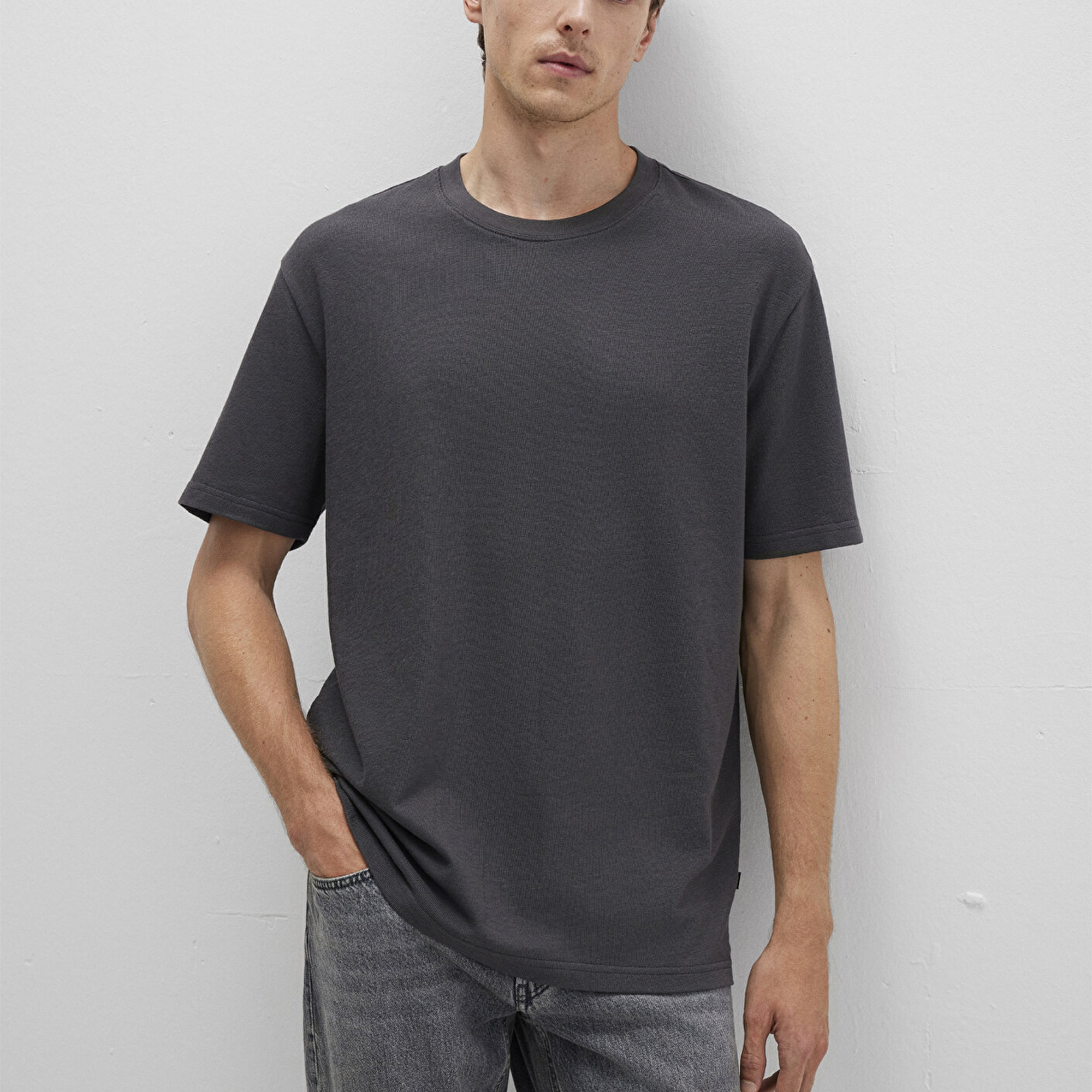 Mavi Antrasit Basic Tişört Loose Fit / Bol Rahat Kesim 0612823-80106