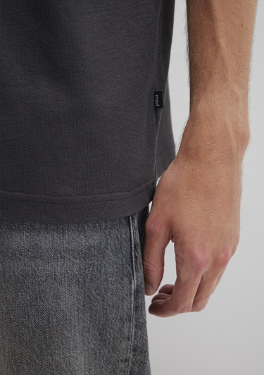  Mavi Antrasit Basic Tişört Loose Fit / Bol Rahat Kesim 0612823-80106