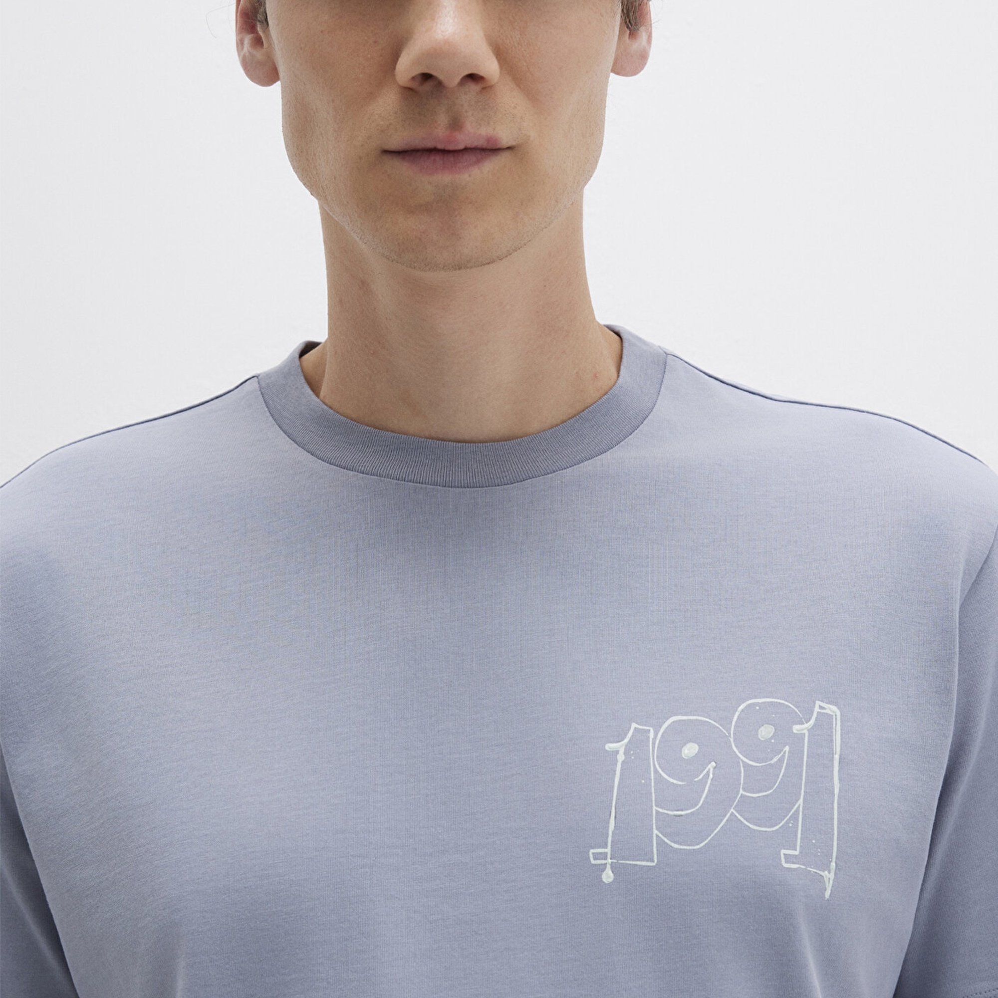 Mavi 1991 Baskılı Mavi Tişört Loose Fit / Bol Rahat Kesim 0612908-86584