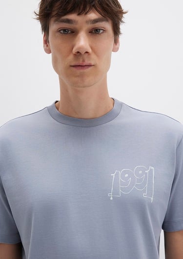  Mavi 1991 Baskılı Mavi Tişört Loose Fit / Bol Rahat Kesim 0612908-86584